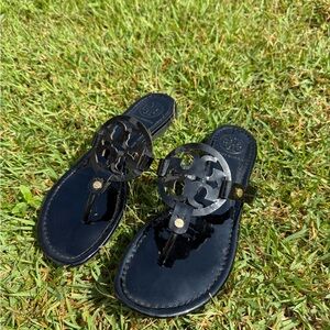 Tory Burch Black Miller Sandals Elegant Leather Design